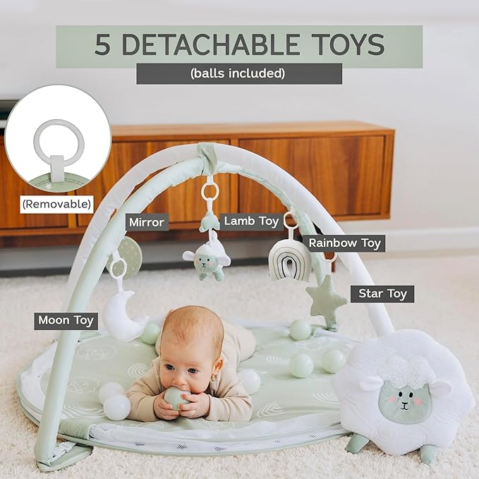 6-in-1 XL Play Mat & Play Gym, Baby Gym, Baby Activity Gym, Sensory Exploration and Motor Skill Development Toys (Sage)-CubbioJoy