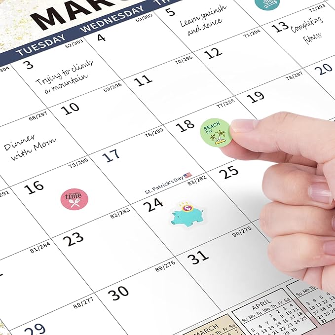 2025-2026Calendar, 18 Month Wall Calendar 2025-2026 Hanging Spiral Bound Magnetic Fridge Desk Calendars 15" x 12", Jul 2025 - Dec 2026, A- Small Rainbow-CubbioJoy