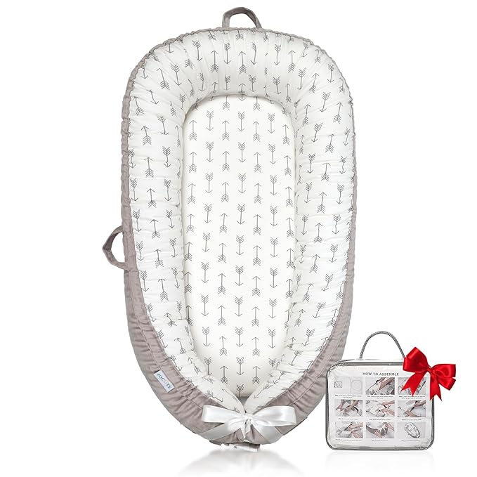 Baby Lounger | Organic Cotton Infant Lounger | Reversible, Adjustable & Portable Floor Lounger | Soft, Breathable, Washable Cover-CubbioJoy