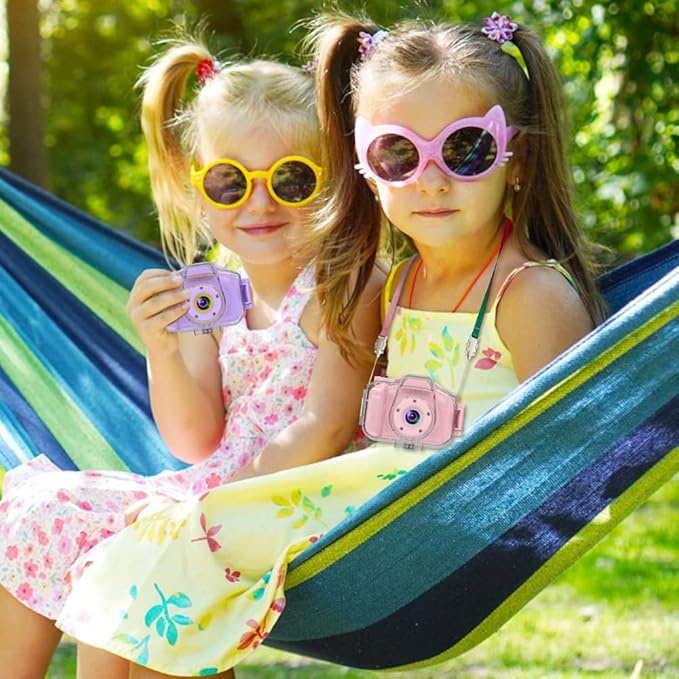 Agoigo Kids Waterproof Camera - Children Underwater HD Video Digital Camcorder, Portable Travel Toy for Toddler - Ideal Christmas Birthday Gifts for Boys Girls Age 3-12 with 32GB Card (Pink)-CubbioJoy