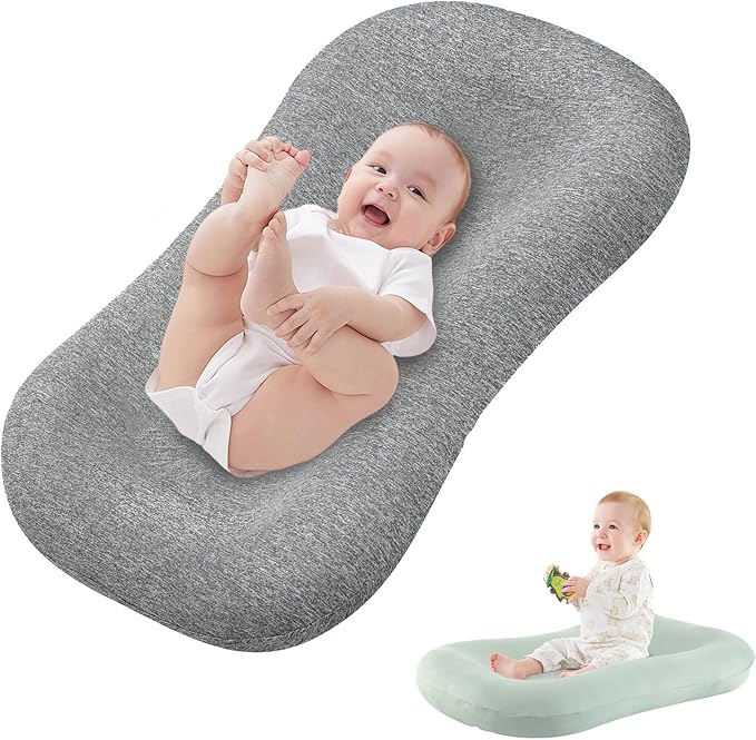Baby Lounger Pillow, Infant Lounger for 0-24 Months, Soft Cotton and Portable Baby Lounger for Home (Gray)-CubbioJoy