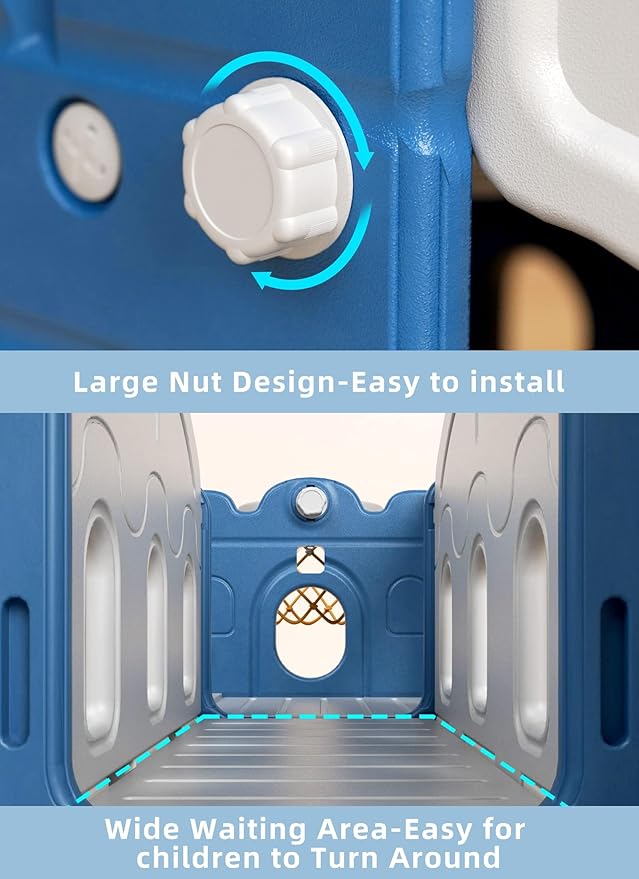 8 in 1 Toddler Slide and Climber Playset Indoor Outdoor Kids Slide with Basketball Hoop,Telescope, Storage Space, Freestanding Backyard Playground for Toddler Age 1-3, Blue-CubbioJoy