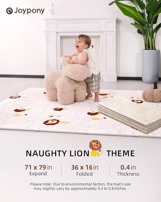 Baby Play Mat 71x79 Inch, 2 in 1 Fabric & XPE Dual-Sided Design Foldable Play Mats for Babies and Toddlers, Waterproof & Anti-Slip Baby Mat for Floor, Portable Baby Foam Crawling Mat with Travel Bag-CubbioJoy