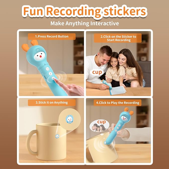 alilo Talking Pen Books Sets for Toddlers 2-6, Kids Learning Electronic Toys, Early Educational Gifts for Boys Girls, with 3 Interactive Audio Sound Books, 100 Talking Flash Cards, Alphabet-CubbioJoy