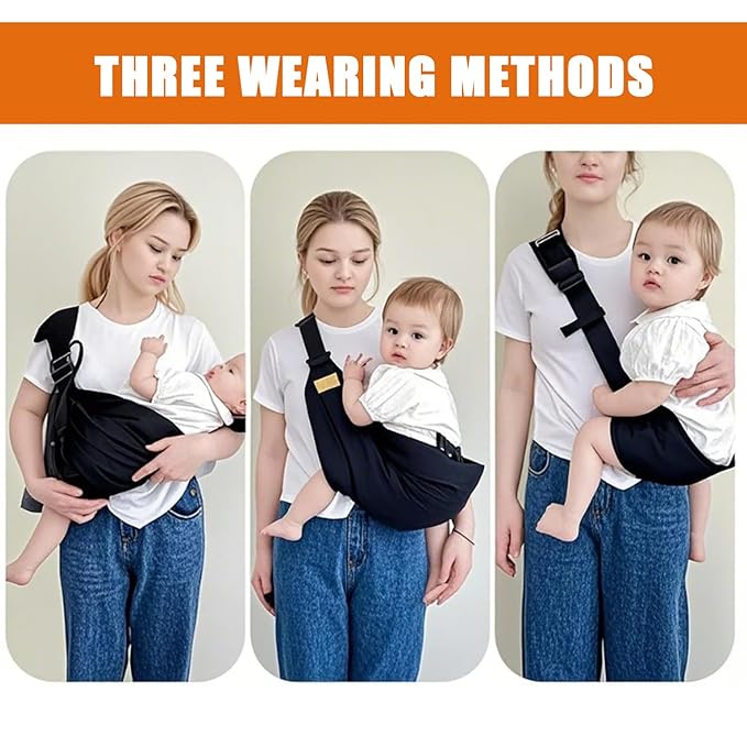 Baby Sling Carrier Toddler Carrier One Shoulder Adjustable Shoulder Strap Labor-Saving Baby Sling 10-45lbs(Grey,Cloth)-CubbioJoy
