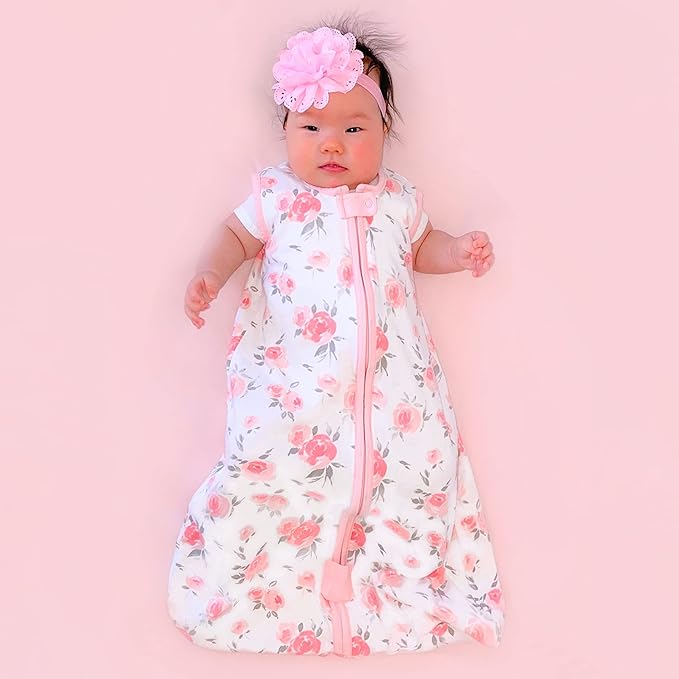 Baby Sleep Sack 1.0 TOG, Organic Cotton Baby Wearable Blanket with Two-Way Zipper, Swaddle Transition Baby Sleeping Bag, All-Season Sleep Sack for Newborn Infant Toddler Boy Girl, 0-6 Months, 1-Pack-CubbioJoy