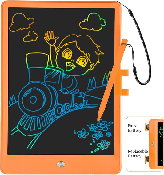 Drawing Tablets for Kids 10 Inch LCD Writing Tablet for Kids Reusable Drawing pad Educational and Learning Toys for Boys Girls(Orange)-CubbioJoy