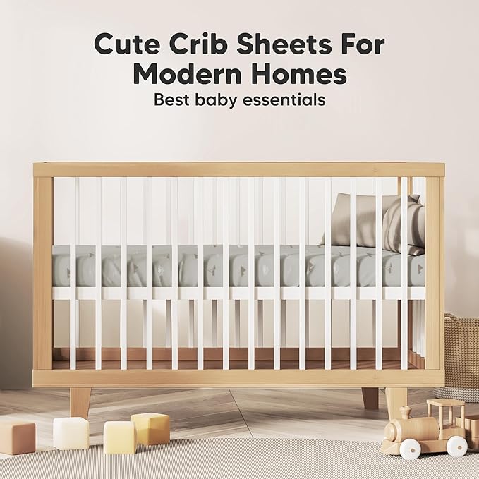 KeaBabies 2-Pack Organic Crib Sheets for Boys, Girls - 52x28 Fitted Crib Mattress Sheet Neutral, Breathable Jersey Cotton Cover for Baby Bed, Toddler Mattress, Soft & Cute Prints (Savannah)-CubbioJoy