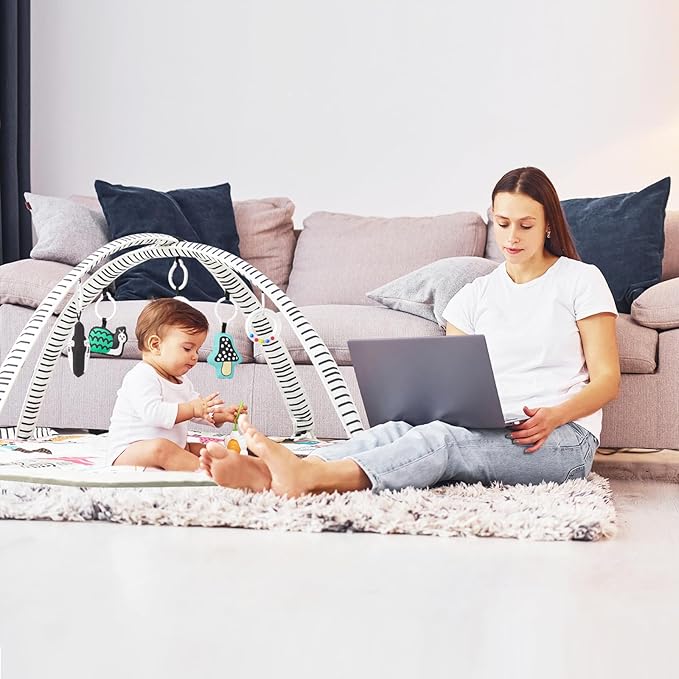 Baby Play Mat Tummy Time Mat with Exclusive Foldable Design, Stage-Based Skill Development Activity Gym, Machine Washable Baby Play Mats for Floor with Gift Package (Zebra)-CubbioJoy