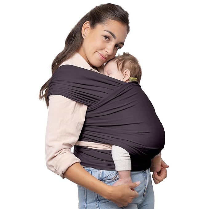 Boba Baby Wrap Carrier – Original Baby Sling Carrier for Newborns (7–35 lbs), Soft, Secure, Hands-Free & Ergonomic, Ideal for Comfortable Bonding, New Parents (Serenity Charcoal)-CubbioJoy