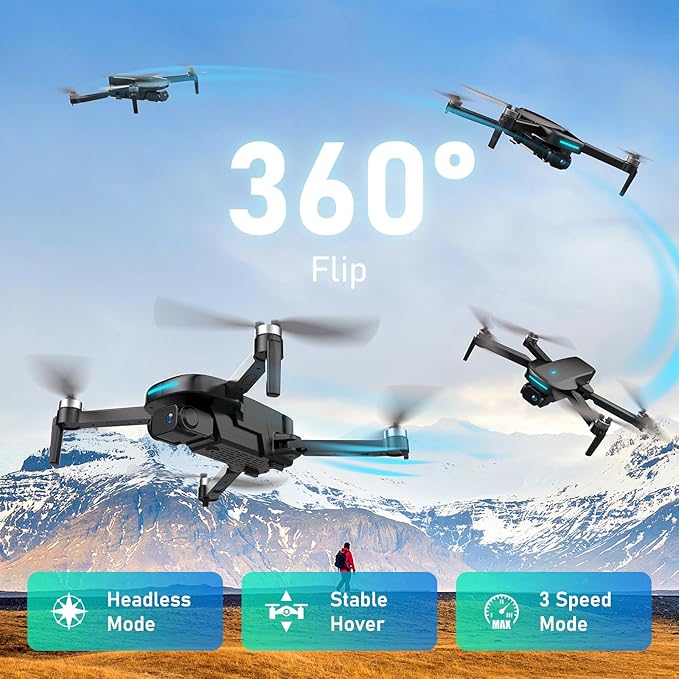 Drone with Camera, 1080P HD FPV Drone with Brushless Motor, One Key Take Off/Landing, Altitude Hold, Gesture Selfie, 3D Flips, 2 Batteries, Drones for Kids 14+-CubbioJoy