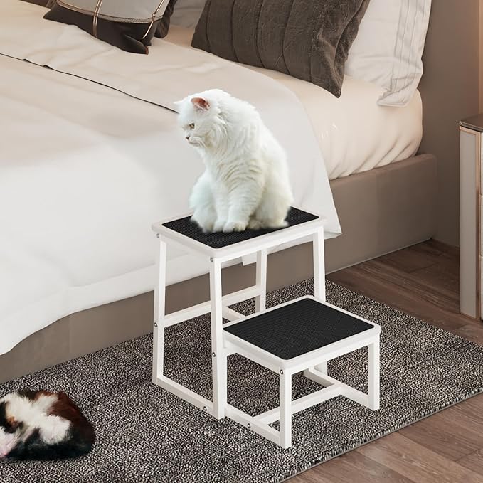 2 Step Stools for Adults Kids, Anti-Slip Sturdy Wooden Foot Stools with 500 Lbs Capacity for High Beds,Closet, Bathroom,Kitchen, Potty Training-CubbioJoy