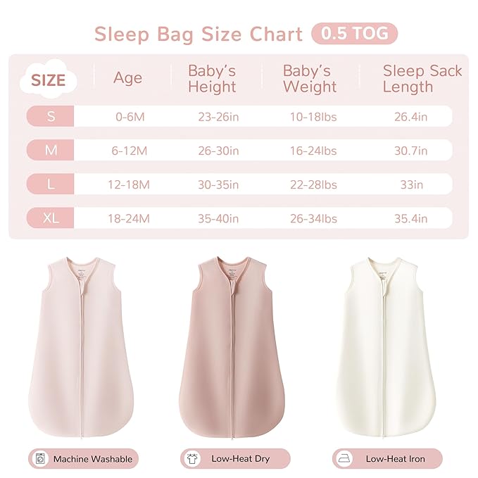 JELLYMONI Baby Sleep Sack 0-6 Months 100% Cotton Wearable Blanket, 0.5 TOG Soft Lightweight Toddler Sleeping Sack 3 Pack 2-Way Zipper Newborn Sleep Sacks-CubbioJoy
