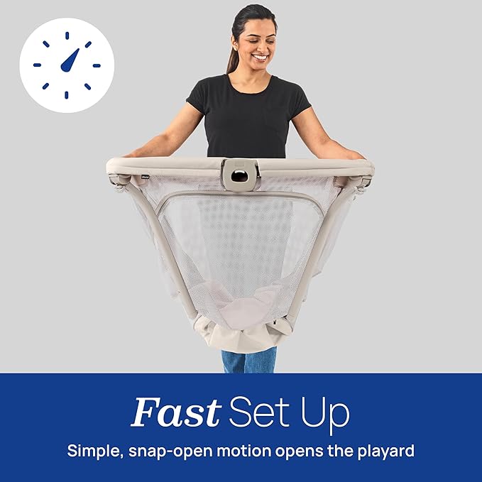 Chicco Alfa Lite Lightweight Travel Playard, Portable Playpen for Babies and Toddlers, Snap-Open/Compact Fold Design, 13 lbs., Baby Travel Essential | Midnight/Navy-CubbioJoy