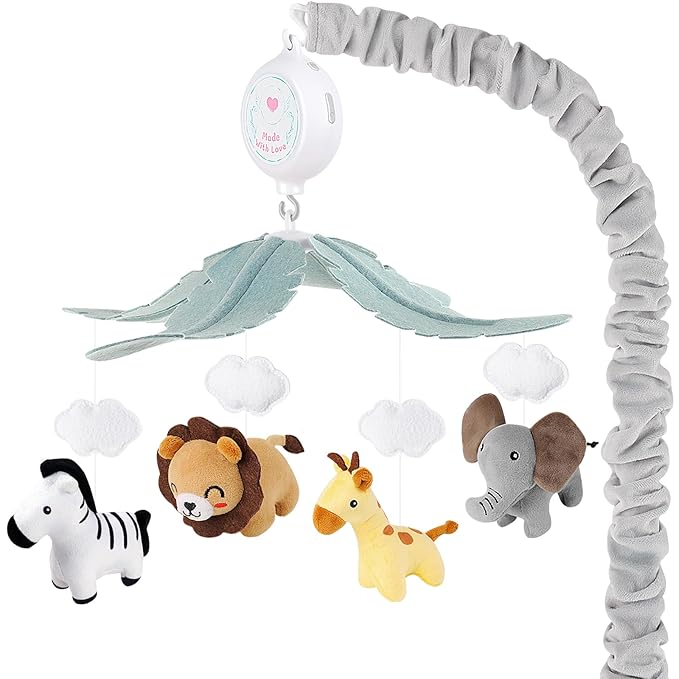 Animals Crib Mobile for Boys & Girls - Safari Baby Mobile for Crib with Upgraded 3-Mode Music Box, Nursery Mobiles, Fits Standard Cribs-CubbioJoy