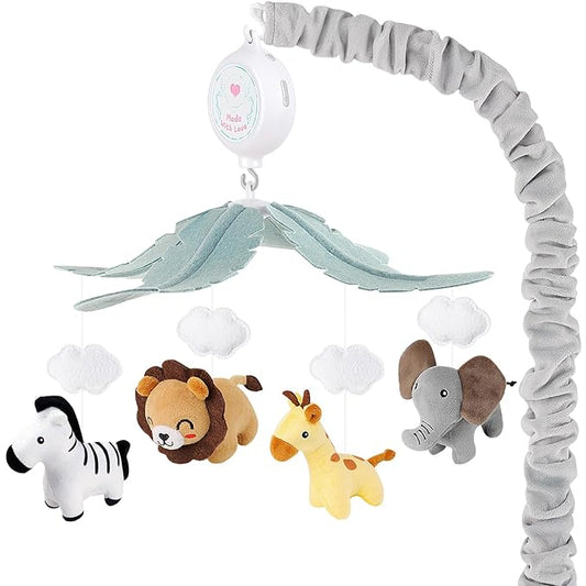 Animals Crib Mobile for Boys & Girls - Safari Baby Mobile for Crib with Upgraded 3-Mode Music Box, Nursery Mobiles, Fits Standard Cribs-CubbioJoy