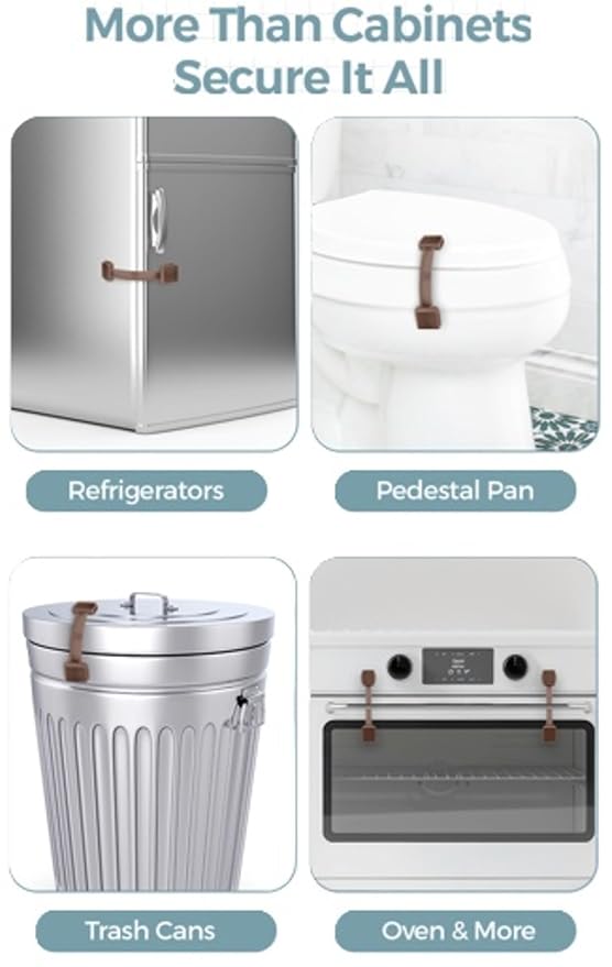 Cabinet Locks Baby Proofing (6-Pack Brown) - Child Proof Cabinet Locks, No Drilling, Easy Installation, Adjustable & Reusable, Drawer Locks Baby Proofing-CubbioJoy