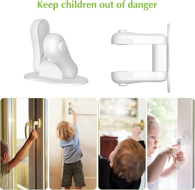 Child Proof Door Lever Lock, 2 Pack Door Locks for Kids Safety, Door Knob Child Proof, Baby Proofing, 3M Adhesive, Door Handle Child Proof, Baby Safety Locks for Toddlers (White)-CubbioJoy