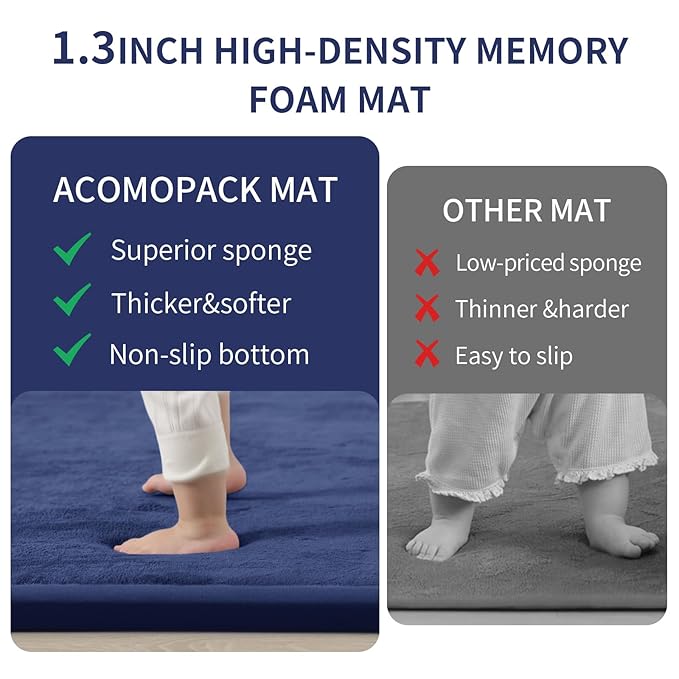 ACOMOPACK Baby Play Mat for Floor 1.3" Thick Memory Foam Play Mat 71"×79" Tummy Time Crawling with Non-Slip Bottom for Living Room,Nursery,Soft Velvet Playpen Mats for Kids,Infants（Royal Blue）-CubbioJoy