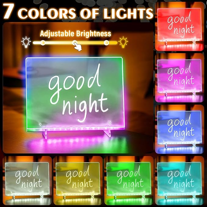 Dolanus LED Drawing Board for Kids - Doodle Glow, lumiboard, Note Board with 7 Colors 4 Modes Lights, Birthday Gift for 8 9 10 11 12 Year Old Girls Kids Teen Boys, Include Adapter, 7 Markers-CubbioJoy