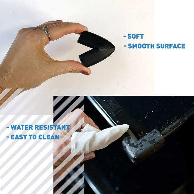 Baby Proof Corners and Edges with Furniture Corner & Edge Safety Bumpers, Impact-Absorbent 18ft Bumper & 8 Foam Corner Protectors, Cushy, Thick, Odorless Table Edge Protectors for Baby, Child | Black-CubbioJoy