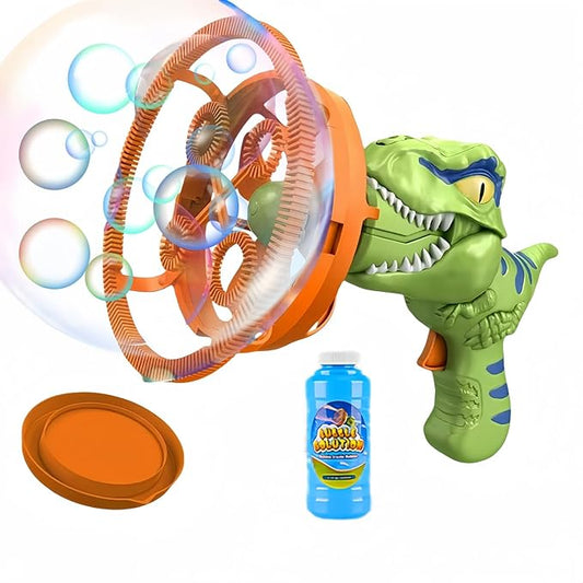 Dino Bubble Gun Bubble Machine for Dinosaur Bubble Blower Toy for Kids and Toddlers Bubble in Bubble Gun Party Favors Birthday for 3 4 5 6 7 8 9 10+Years Old Boys and Girls (Green)-CubbioJoy