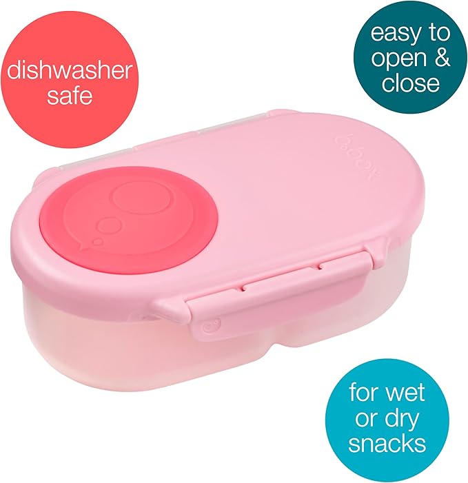 b.box Snack Box for Kids & Toddlers: 2 Compartment Snack Containers, Mini Bento Box, Lunch Box. Leak Proof, BPA free, Dishwasher safe. School Supplies. Ages 4 months+ (Flamingo Fizz, 12oz capacity)-CubbioJoy