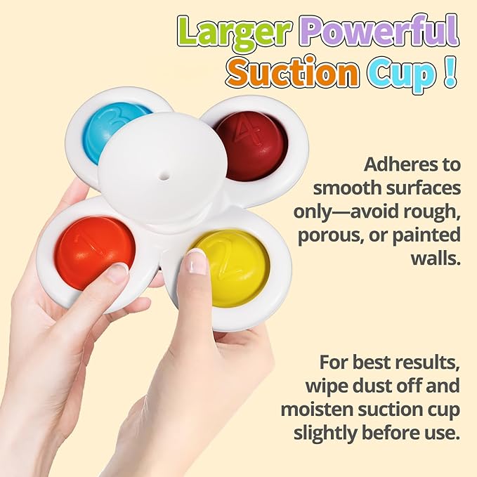 ALASOU 3PCS Pop Suction Cup Spinner Toys for 1 Year Old Boy Girl|Novelty Spinning Tops Toddler Toys Age 1-2|Sensory Baby Bath Toy for Toddlers 1-3|12 18 Months Boy Birthday Gift for Infant-CubbioJoy