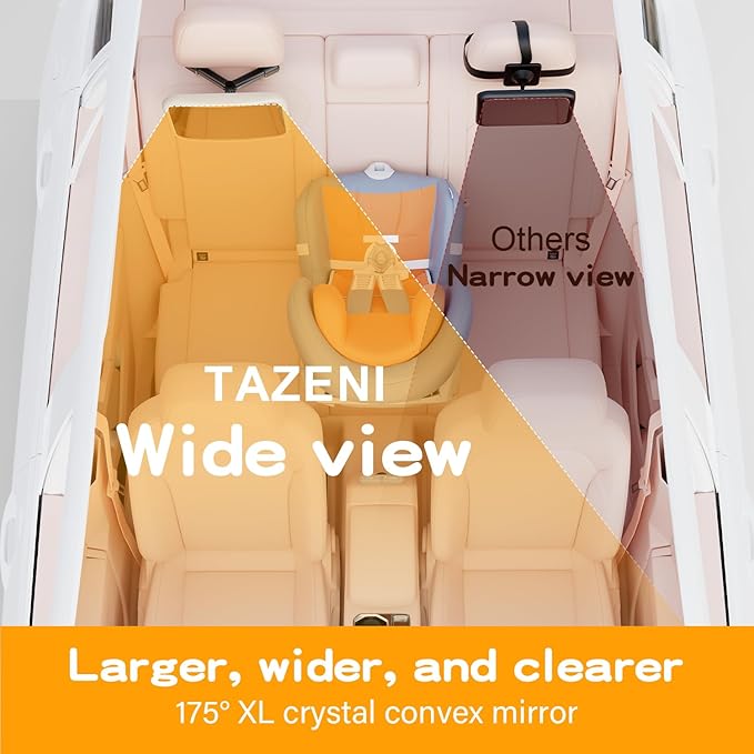 Baby Car Mirror for Baby Hook Clip Design Never Shake Baby Mirror for Car Seat Rear Facing Easy Install Crystal Clear View ShatterProof Crash Tested White-CubbioJoy