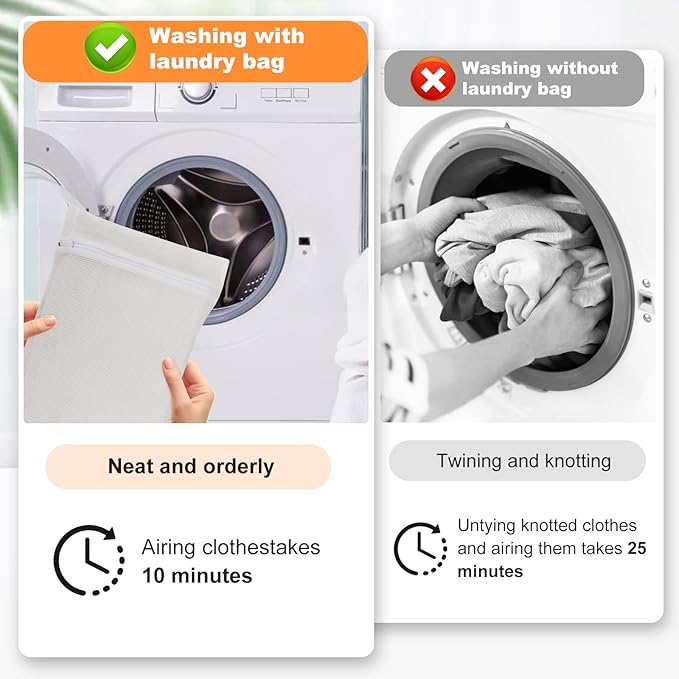 4-Piece White Medium Durable Organic Cotton Mesh Laundry Bags with Sturdy Zippers and Breathable Mesh are Delicate Laundry Bags for Underwear, Clothes, Pants and Socks-CubbioJoy