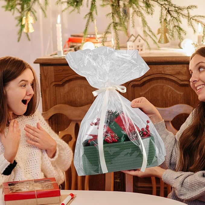 4 Pack Small Storage Shelf Baskets for Organizing, Mini Woven Rope Storage Bins for Towels, Cute Decorative Closet Organizer，Baby Nursery, Gift Empty Baskets -11.81''Lx7.87''Wx4.72''H-Green-CubbioJoy