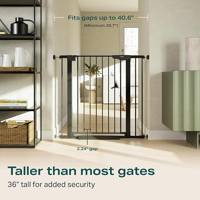 Cumbor 36" Extra Tall Baby Gate for Dogs and Kids with Wide 2-Way Door, 29.7-40.6" Width, and Auto Close Personal Safety for Babies and Pets, Fits Doorways, Stairs, and Entryways-CubbioJoy