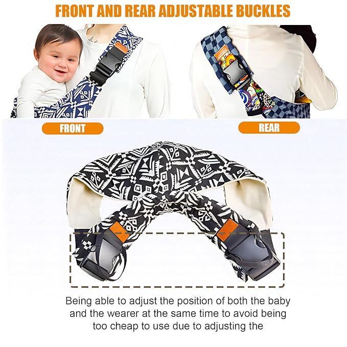 Baby Sling Carrier Newborn to Toddler Adjustable One-Shoulder Design with Hip Seat Support, Labor-Saving Baby Wraps Carrier 10-30 lbs(Black Sailboat)-CubbioJoy