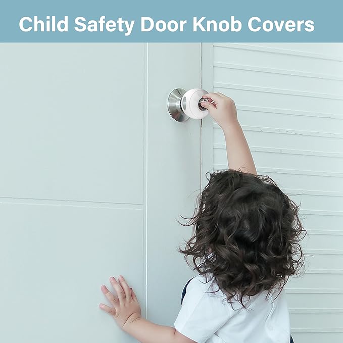 Child Proof Door Knob Covers (4 Pack), Toddler Door Locks, Baby Proof Safety Locks for Doors, Easy Install & No Tools Needed-CubbioJoy