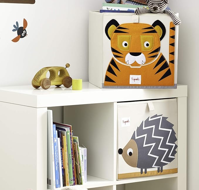 3 Sprouts Toy Storage Organizer: Toy Box Cube Organizer for Playroom, Nursery - Foldable Storage Bin - Tiger-CubbioJoy