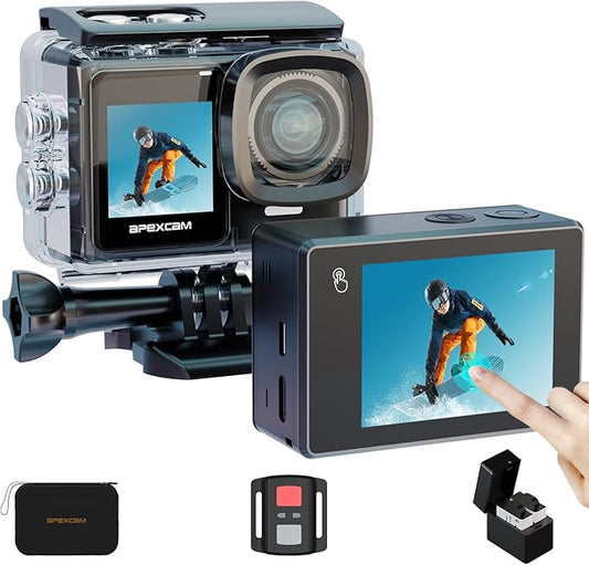 Action Cameras 4K 40M Waterproof Underwater Camera for Snorkeling, EIS Camcorder WiFi 170 Wide Angle Dual Screen Vlog Camera Sports Body Cam Mini(Charger, Remote Control and Helmet Accessories)-CubbioJoy