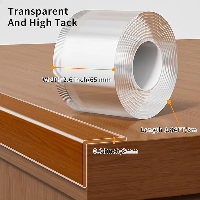 2.6in x 9.84Ft,Soft Corner Protectors for Furniture,Table Corner Protectors,Cabinet Bumpers,Wall Corner Protector,Window Clear Edge Protector Strip,Safe for Proof-CubbioJoy