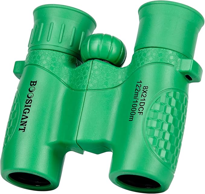 Binoculars for Kids 8x21, Gift for 3-12 Years Boys & Girls, Compact Kids Binoculars High-Resolution Shockproof Mini Binoculars for Bird Watching, Hiking, Camping, Travel Green 301-CubbioJoy