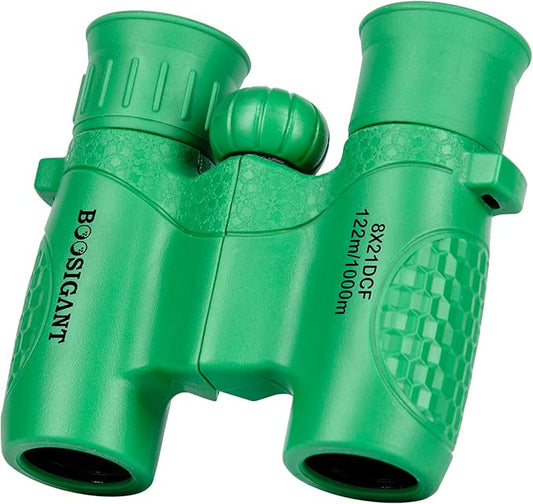 Binoculars for Kids 8x21, Gift for 3-12 Years Boys & Girls, Compact Kids Binoculars High-Resolution Shockproof Mini Binoculars for Bird Watching, Hiking, Camping, Travel Green 301-CubbioJoy