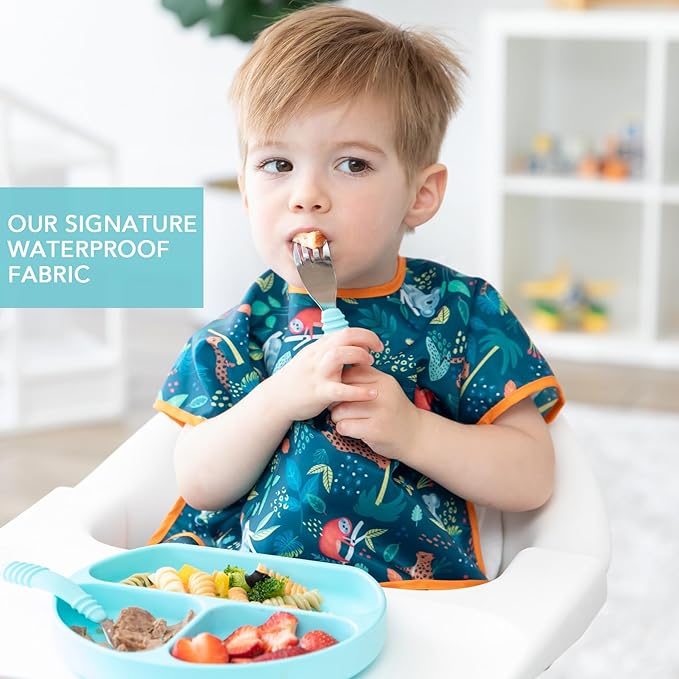 Bumkins Bibs - Toddler Bibs, Waterproof, Large for 1-3 Years, Short Sleeve-CubbioJoy