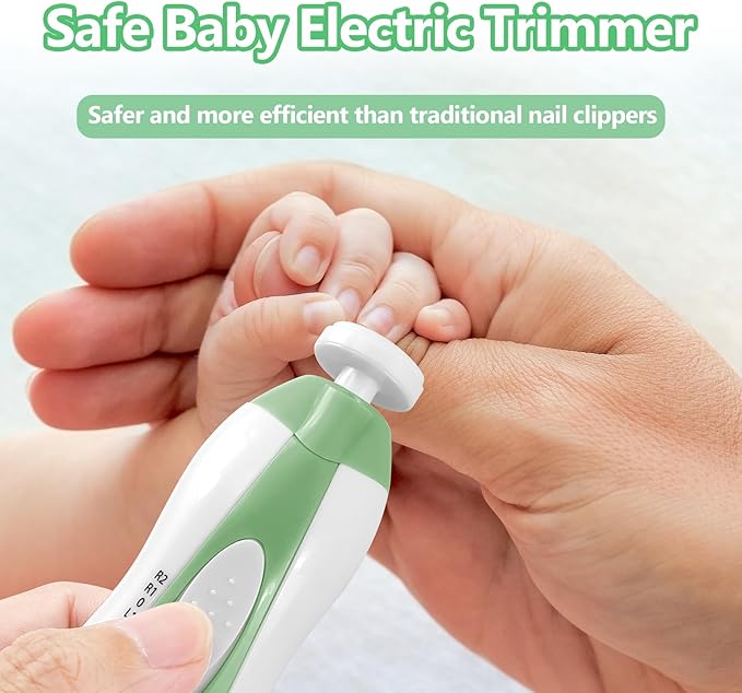 Baby Nail Trimmer Electric, 6 in 1 Baby Nail File Clippers Infant Grooming Kit Manicure Set for Toddler or Adults, Green-CubbioJoy