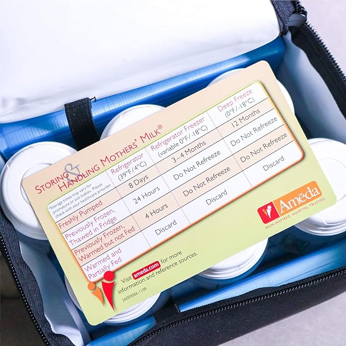 Ameda MYA Cool N Carry Portable Breast Milk Cooler Bag | Breastmilk Storage | Includes Insulated Cooler Bag, 3 Freezer Packs & 6 Breast Milk Storage Bottles-CubbioJoy