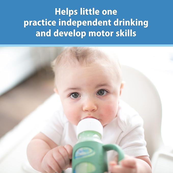 Dr. Brown's Narrow Baby Bottle Handles, 100% Silicone, Easy Grip Removable Handles for Bottle to Sippy Cup Transition, Ecru, 4m+-CubbioJoy