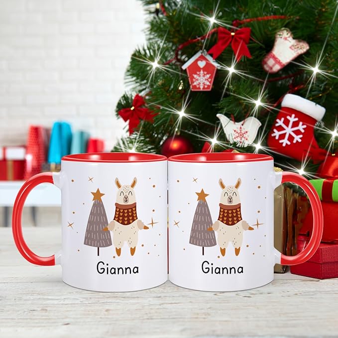 Christmas Gifts for Kids, Personalized Name Christmas Coffee Mug, Cute Hot Chocolate Cocoa Mug, Winter Holiday Cups for Children, Customized Christmas Birthday Gifts for Women Families Friend-CubbioJoy