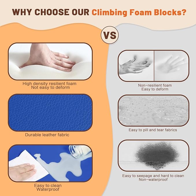 9-Piece Climbing Foam Blocks: Soft PU Leather - Baby Climb and Crawl Activity Blocks - Kids Play Gym Equipment Indoor for Development-CubbioJoy