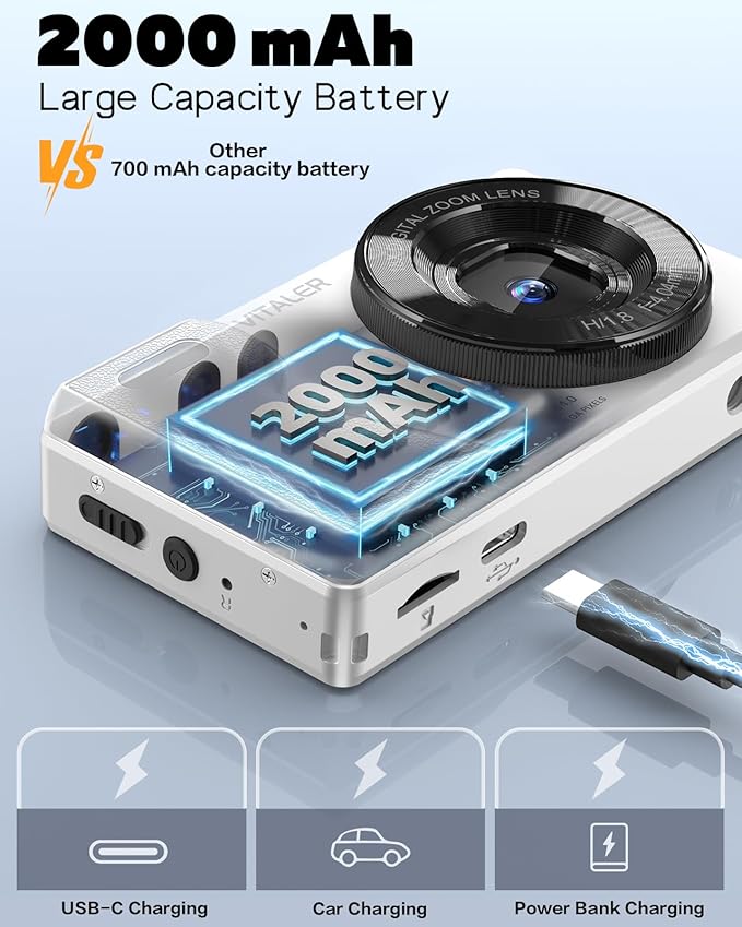 Digital Camera, Autofocus 48MP 4K Camera for Photography with 32GB Card, Portable Compact Point and Shoot Digital Camera for Teens Adult Beginner Kids with Metal Shell, 2000 mAh Battery-CubbioJoy