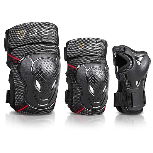 JBM Teenager Adult Bike Knee Pads and Elbow Pads with Wrist Guards Protective Gear Set for Biking, Riding, Cycling and Multi Sports Safety Scooter, Skateboard, Bicycle-CubbioJoy