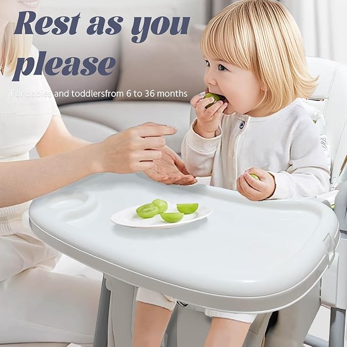 5 in 1 Baby High Chair Swings for Infants Foldable Rocking 8 Level Height Adjustment Eco Friendly Washable PU Cushion(White)-CubbioJoy