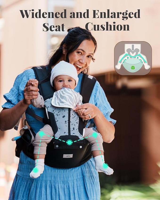 Baby Carrier, MOMTORY Safety-Certified 6-in-1 Baby Carrier Newborn to Toddler, Adjustable Detachable Infant Baby Hip Seat Carrier for 7-50lbs, All Seasons, Perfect for Shopping Travelling-CubbioJoy