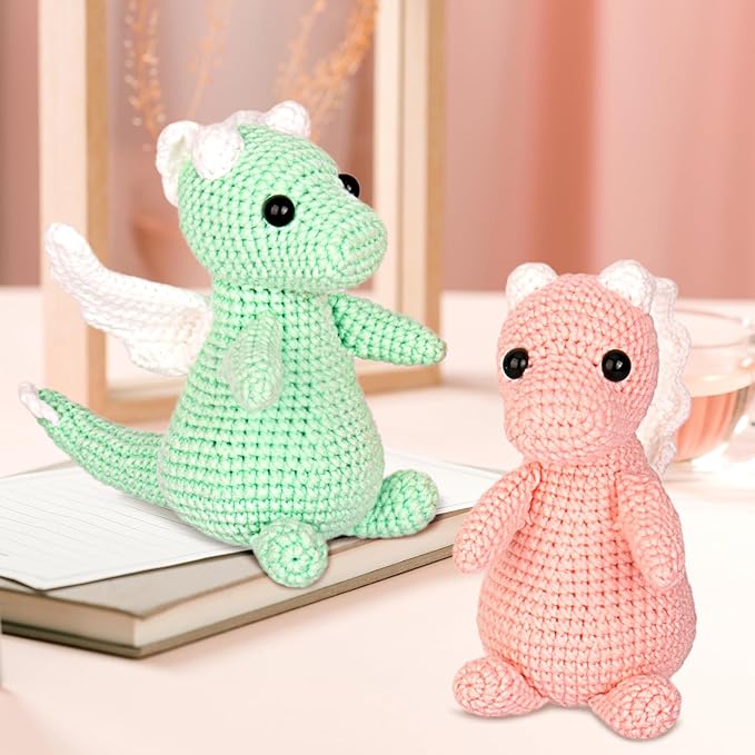 Crochetta Crochet Kit for Beginner, Crochet Starter Kit w Step-by-Step Video Tutorials, Crochet Kit for Beginners, Beginner Crochet Kit for Adults Kids Women Men Complete Kit Included (2 Dragons)-CubbioJoy